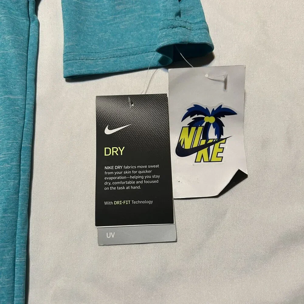 NWT Boys Youth Nike UPF 40+ Hydro Half Sleeve Rash Guard Swim Shirt NESSA-486 XL